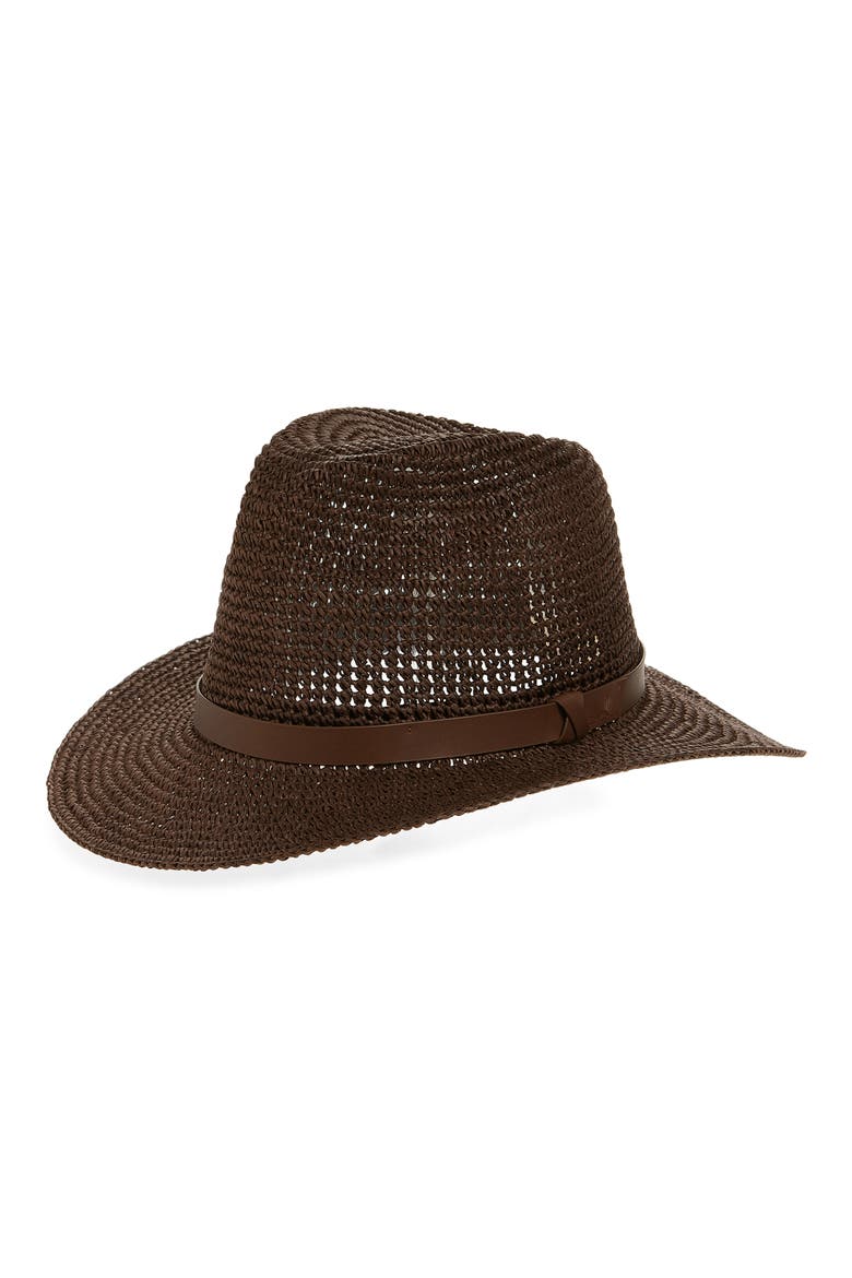 Woven Straw Rancher Hat, Main, color, DARK CHOCOLATE