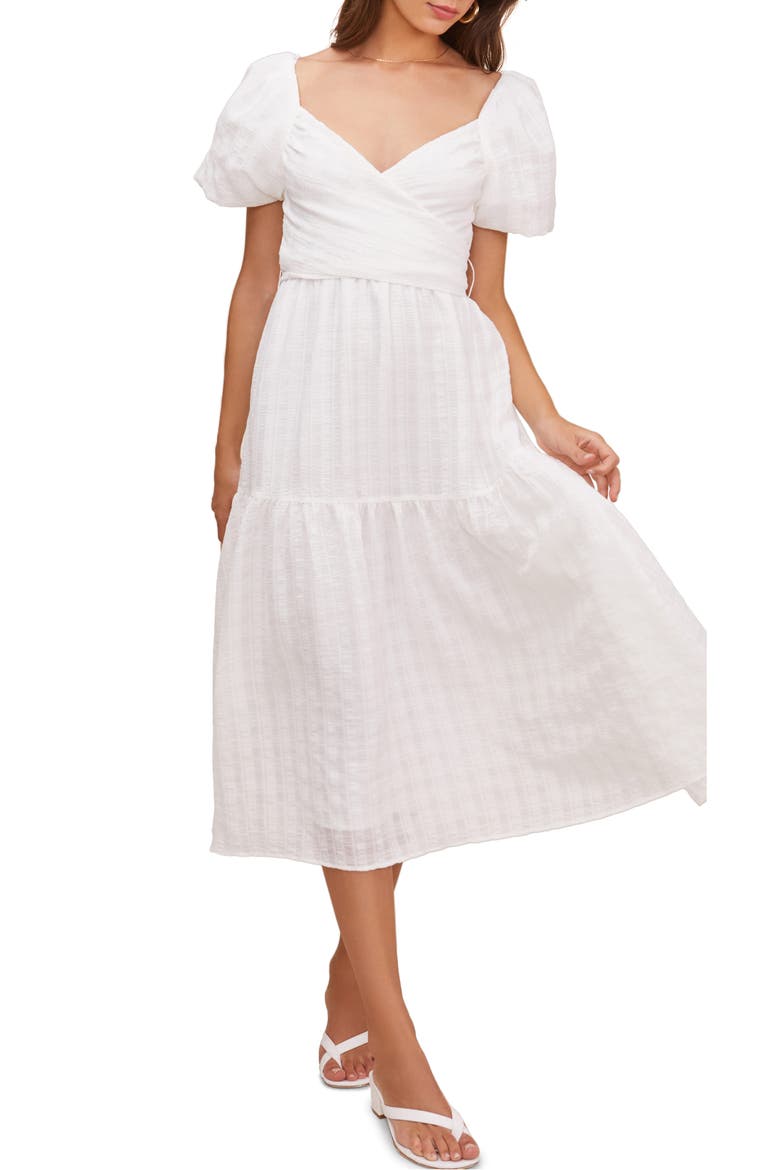 Sonnet Tie Back Midi Dress, Alternate, color, WHITE