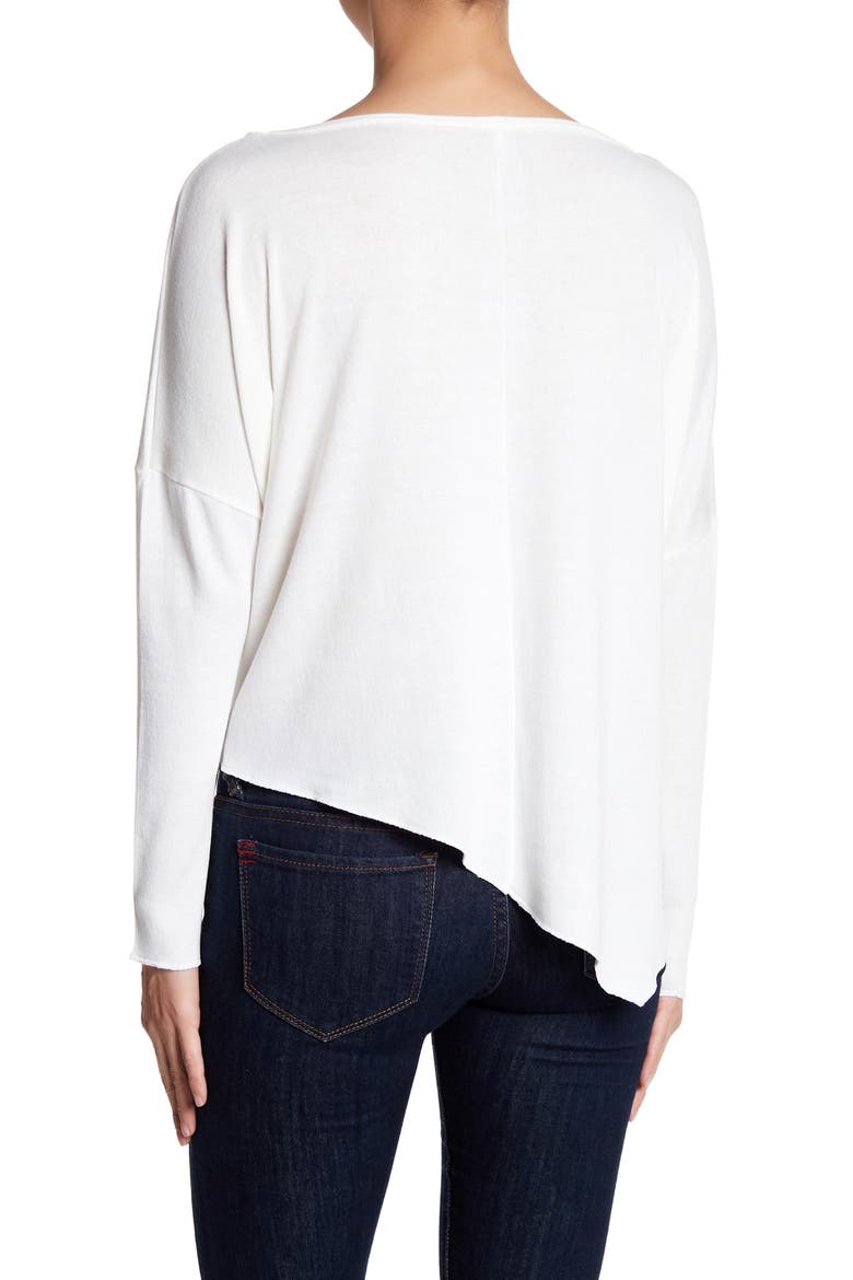 Printed Asymmetrical Hem Dolman Sweater, Alternate, color, IVORY RED HEART STRIPES