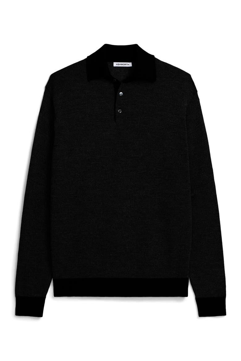 Extrafine Merino Birdseye Polo, Main, color, Black