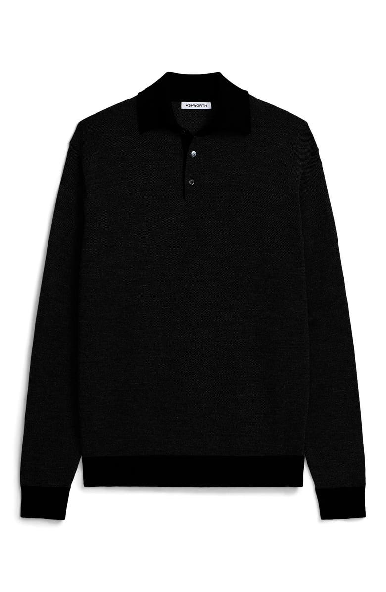 ASHWORTH GOLF Extrafine Merino Birdseye Polo, Main, color, Black
