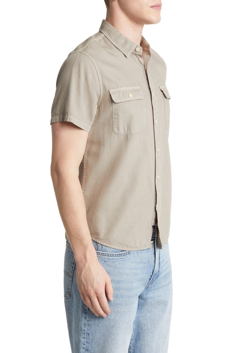 Lucky Brand Lived-In Short Sleeve Button-Up Shirt, Alternate, color, Silver Sage