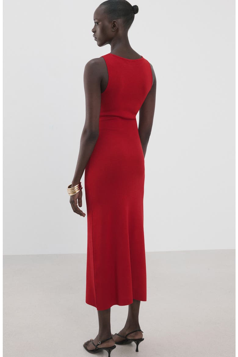 Sleeveless Knit Midi Dress, Alternate, color, RED