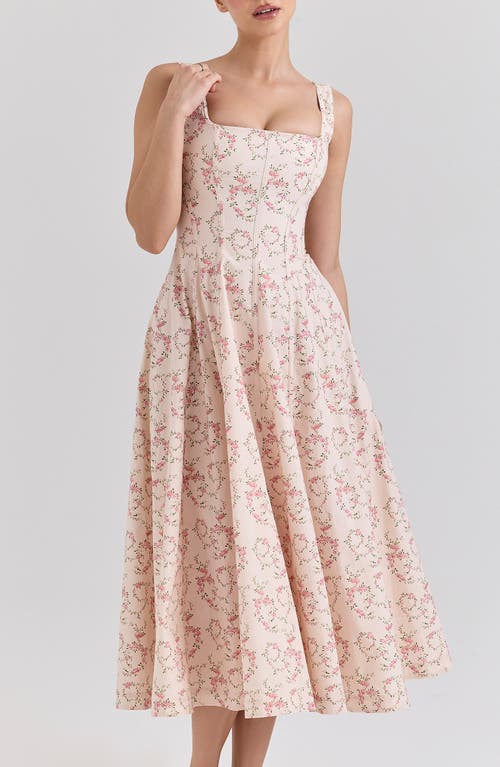 Shop House Of Cb Mariabella Lace-up Stretch Cotton Midi Dress