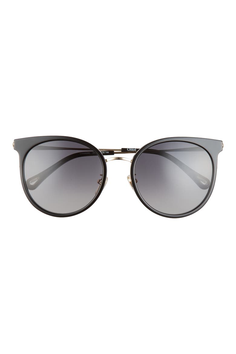 56mm Round Sunglasses, Main, color, BLACK