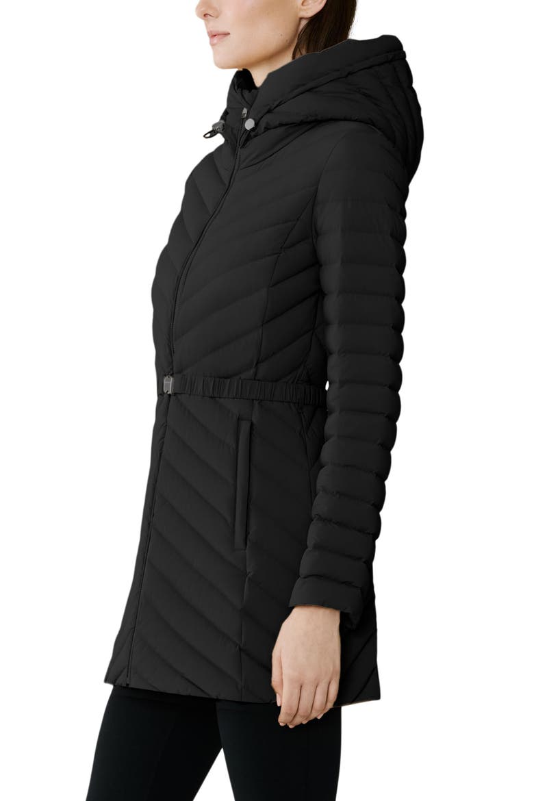 Estelle Water Resistant 700 Fill Power Hooded Down Jacket, Alternate, color, BLACK