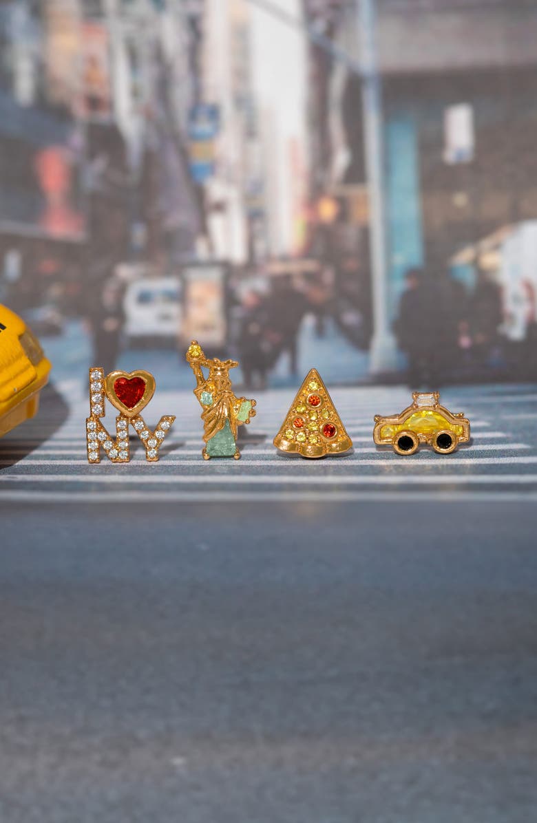 Girls Crew Big Apple Set of 4 Assorted Single Stud Earrings, Alternate, color, Gold