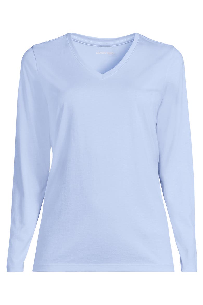 Plus Size Relaxed Supima Cotton Long Sleeve V-Neck T-Shirt, Alternate, color, Clearlake Blue