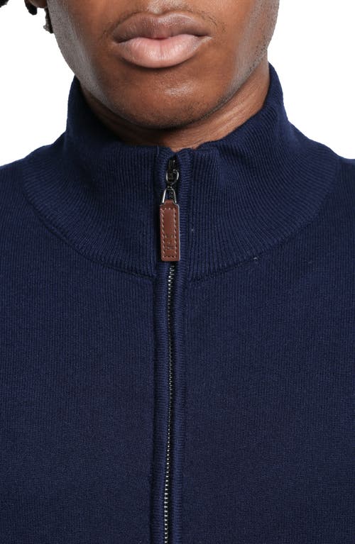 Spring + Mercer Mock Neck Full Zip Sweater In Navy