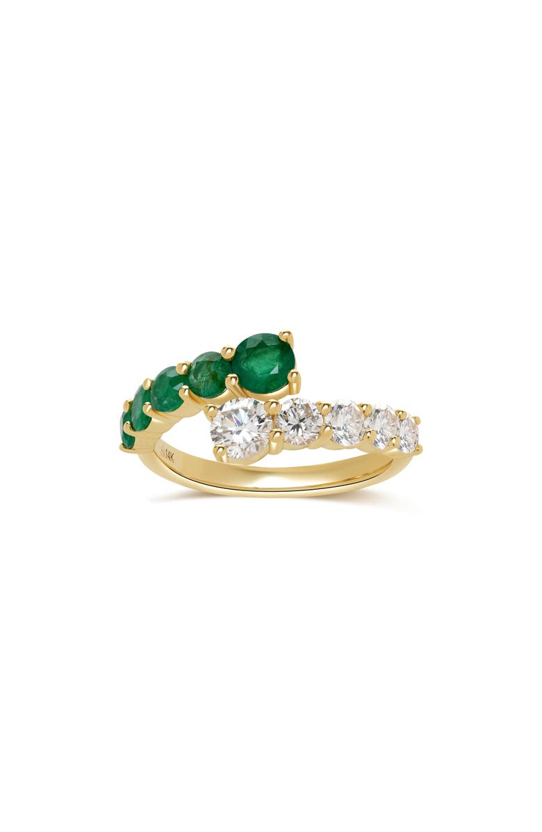 VALANI ATELIER Diamond & Emerald Bypass Band Ring, Alternate, color, 14K Yellow Gold