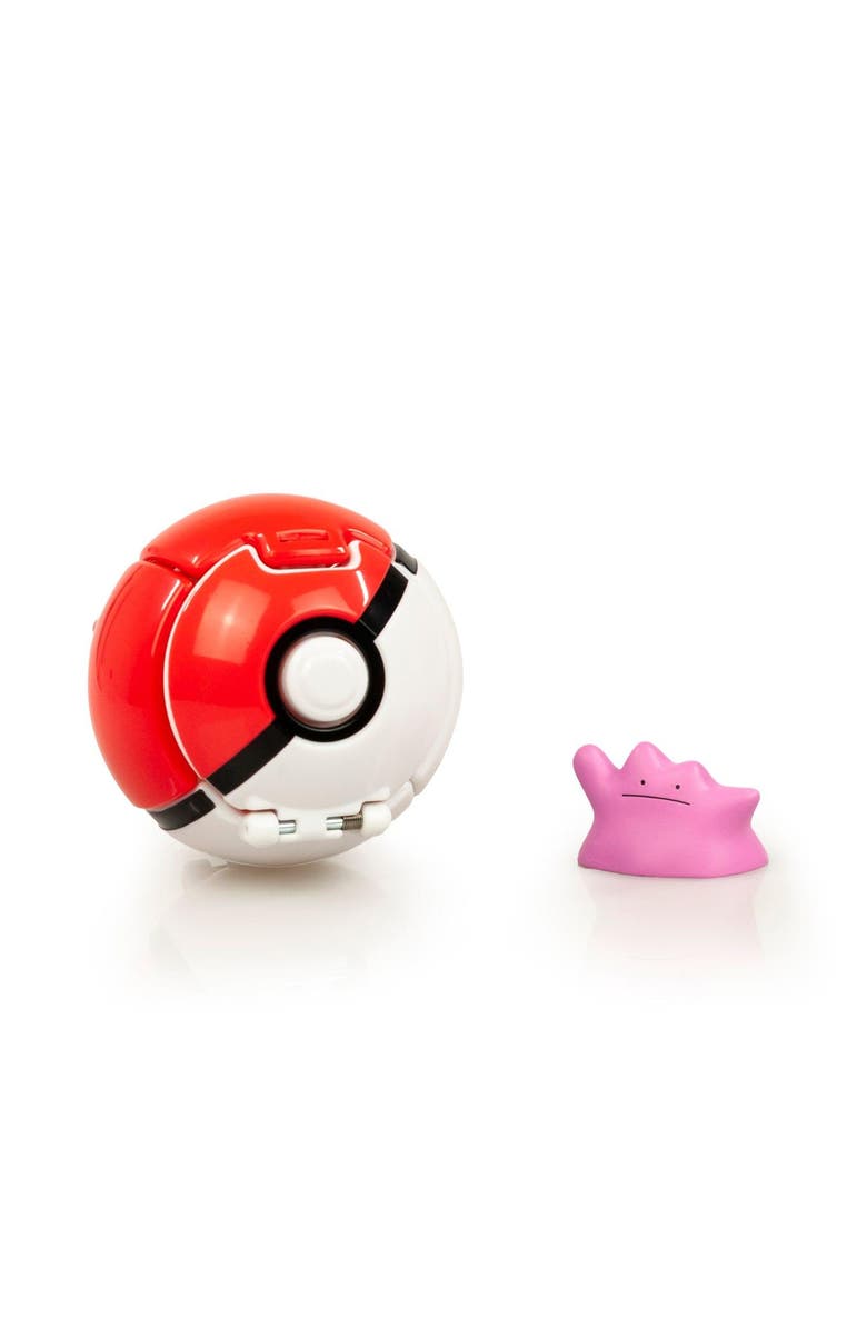 Toynk Pokémon Throw 'N' Pop Poké Ball & Ditto Set | Includes Ball & 2" Ditto Figure, Main, color, Red/White