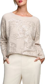 NIC+ZOE Floral Sequin Embellished Cotton, Cashmere & Silk Blend Sweater