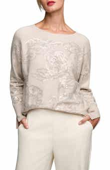 NIC+ZOE Floral Sequin Embellished Cotton, Cashmere & Silk Blend Sweater