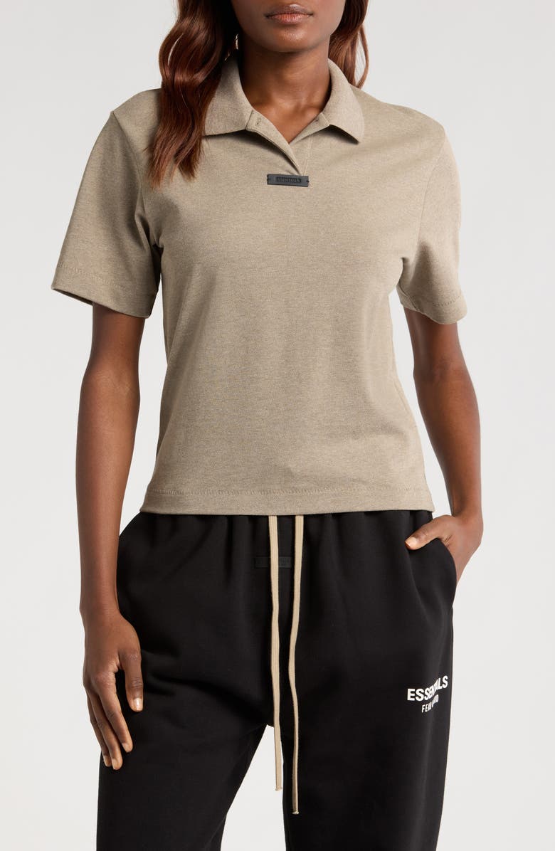 Fear of God Essentials Cotton Blend Piqué Crop Polo, Main, color, 