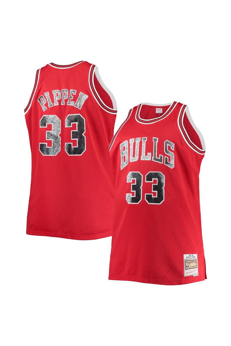 Men's Mitchell & Ness Scottie Pippen Red Chicago Bulls Big & Tall 1997/98 NBA 75th Anniversary Diamond Swingman Jersey, Alternate, color, Red