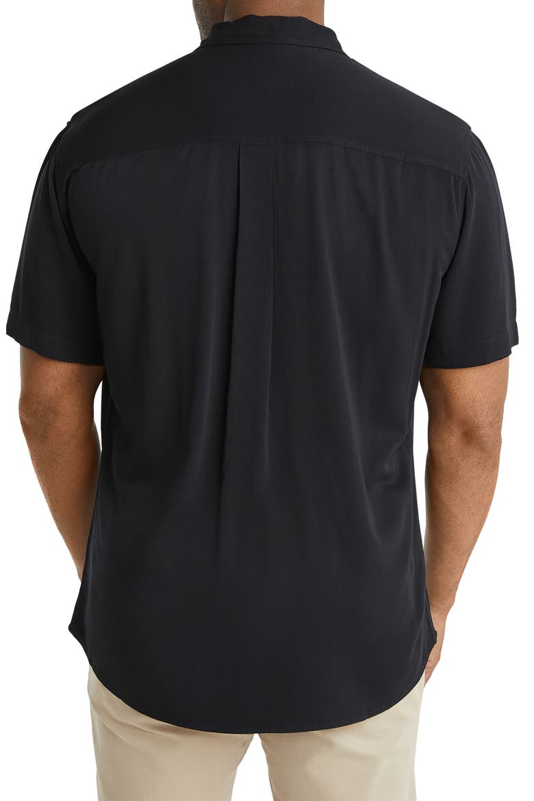 Corfu Solid Black Short Sleeve Button-Up Shirt, Alternate, color, BLACK