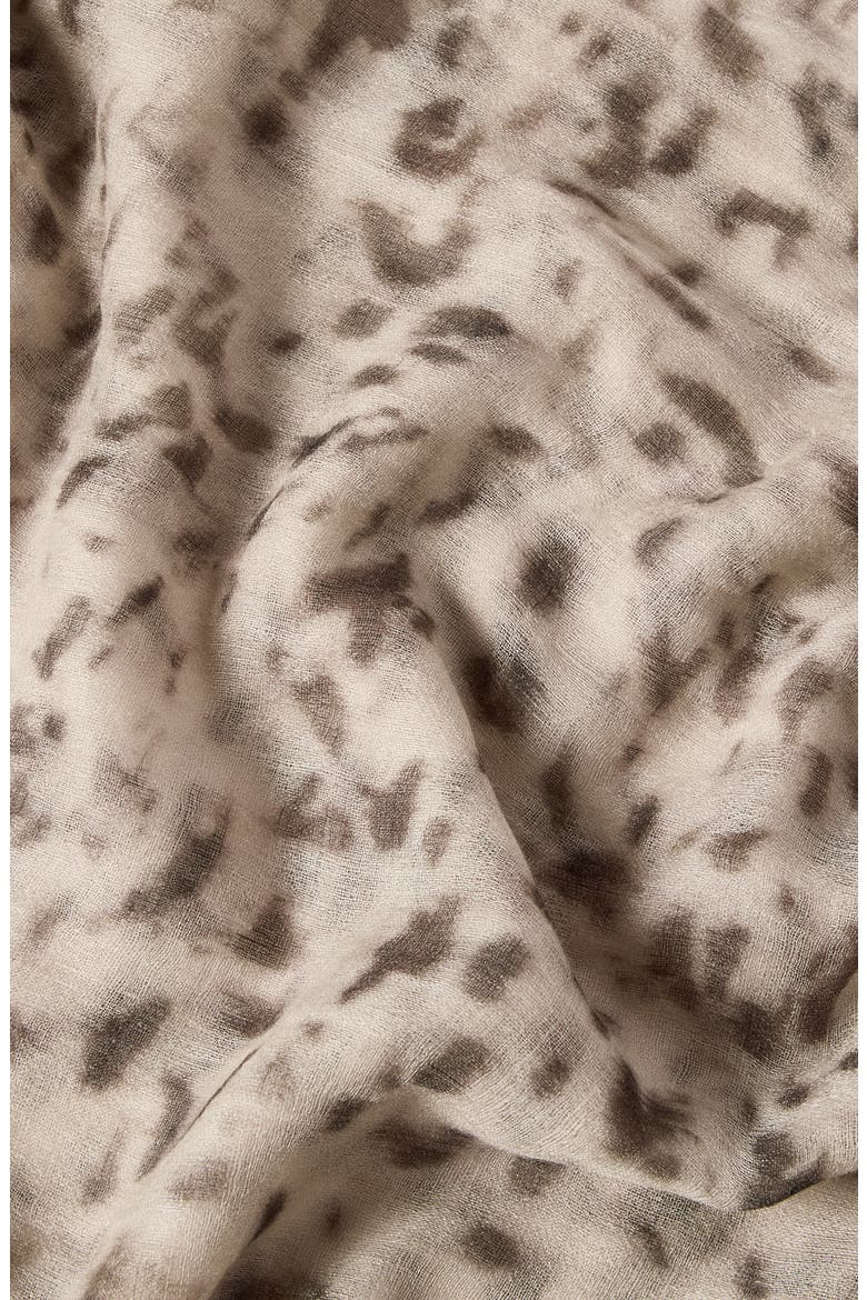 Lynx print cashmere scarf, Alternate, color, Beige