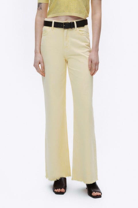Women's Yellow High-Waisted Pants & Leggings