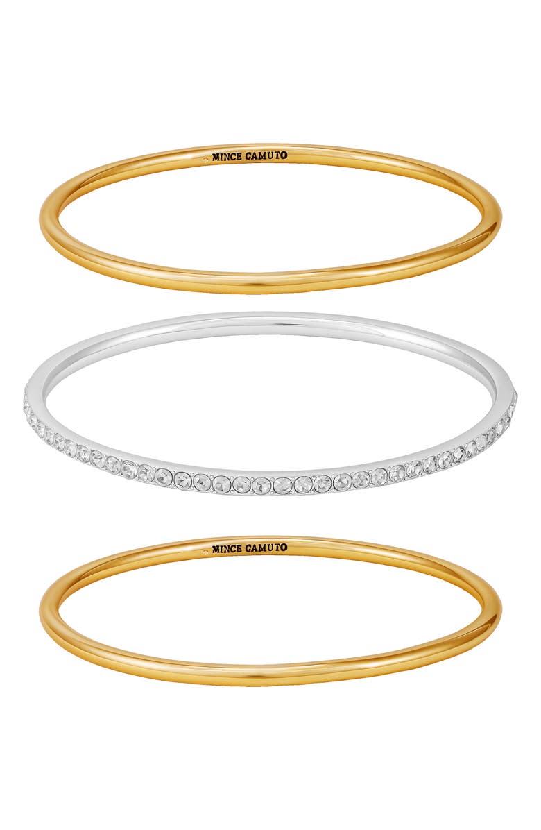 Vince Camuto Pavé Crystal Bangle Bracelet Set, Alternate, color, Two Tone