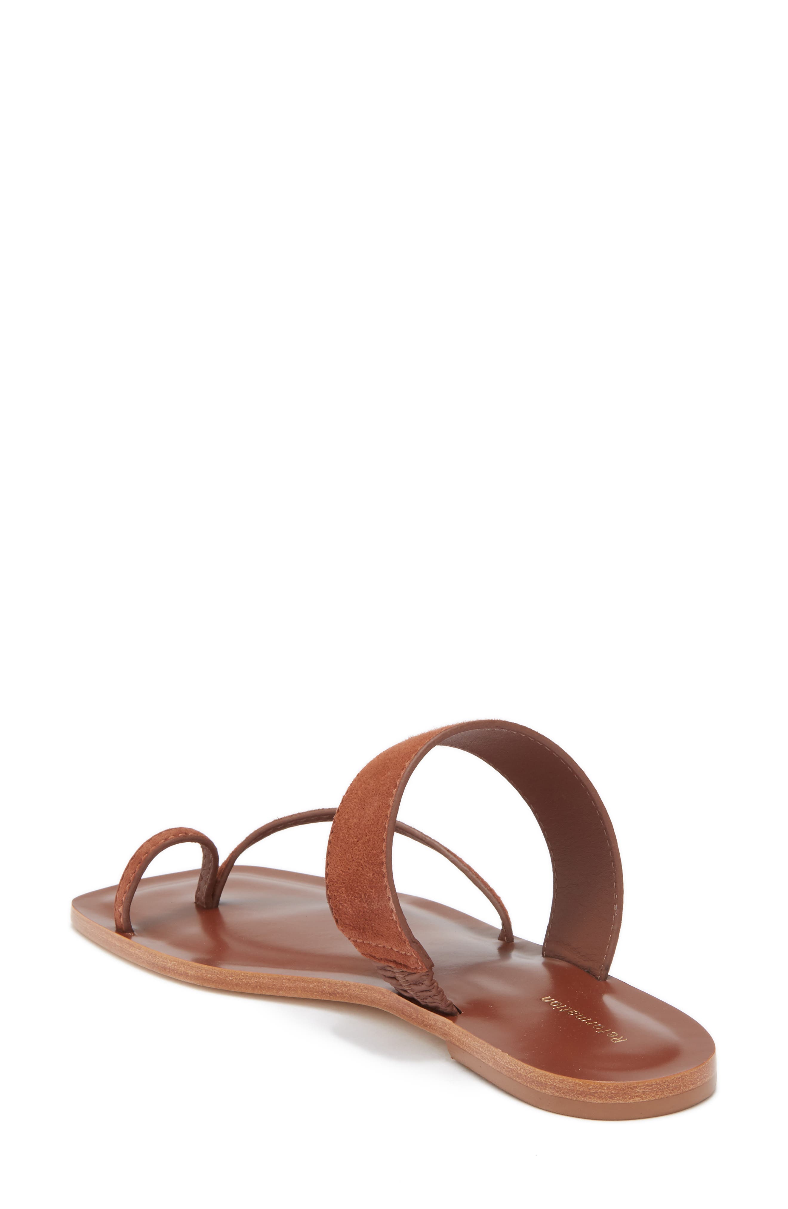 Reformation Sawyer Toe Loop Slide Sandal, Alternate, color, Walnut Suede