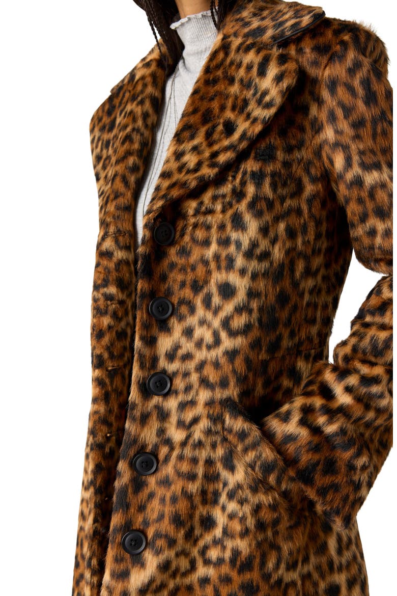 Delancy Leopard Faux Fur Lady Coat, Alternate, color, LEOPARD