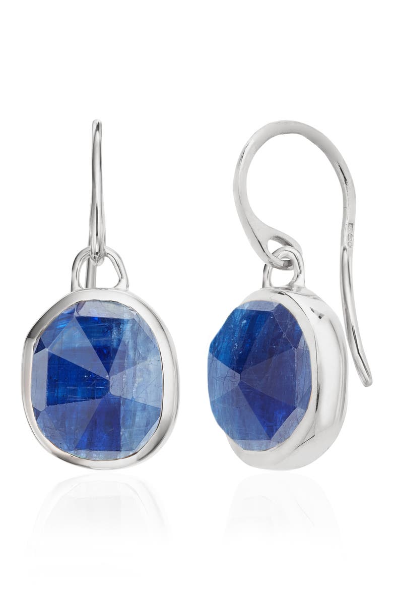 Siren Bezel Set Drop Earrings, Main, color, SILVER