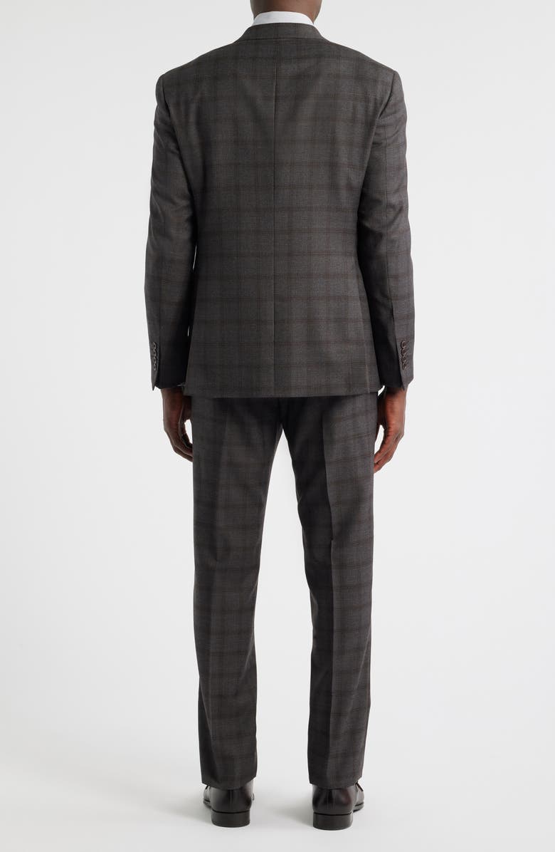 Emporio Armani Grey Windowpane Check Virgin Wool Suit, Alternate, color, Solid Dark Grey