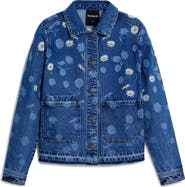 Desigual Floral Embroidered Denim Trucker Jacket