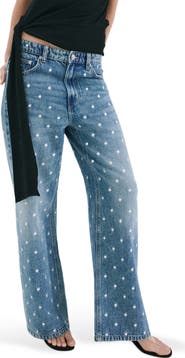 MANGO Polka Dot Straight Leg Jeans
