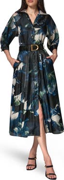 Donna Karan New York Belted Printed Shirtdress