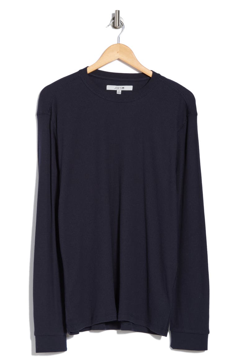 Crewneck Waffle Knit Long Sleeve T-Shirt, Alternate, color, NAVY