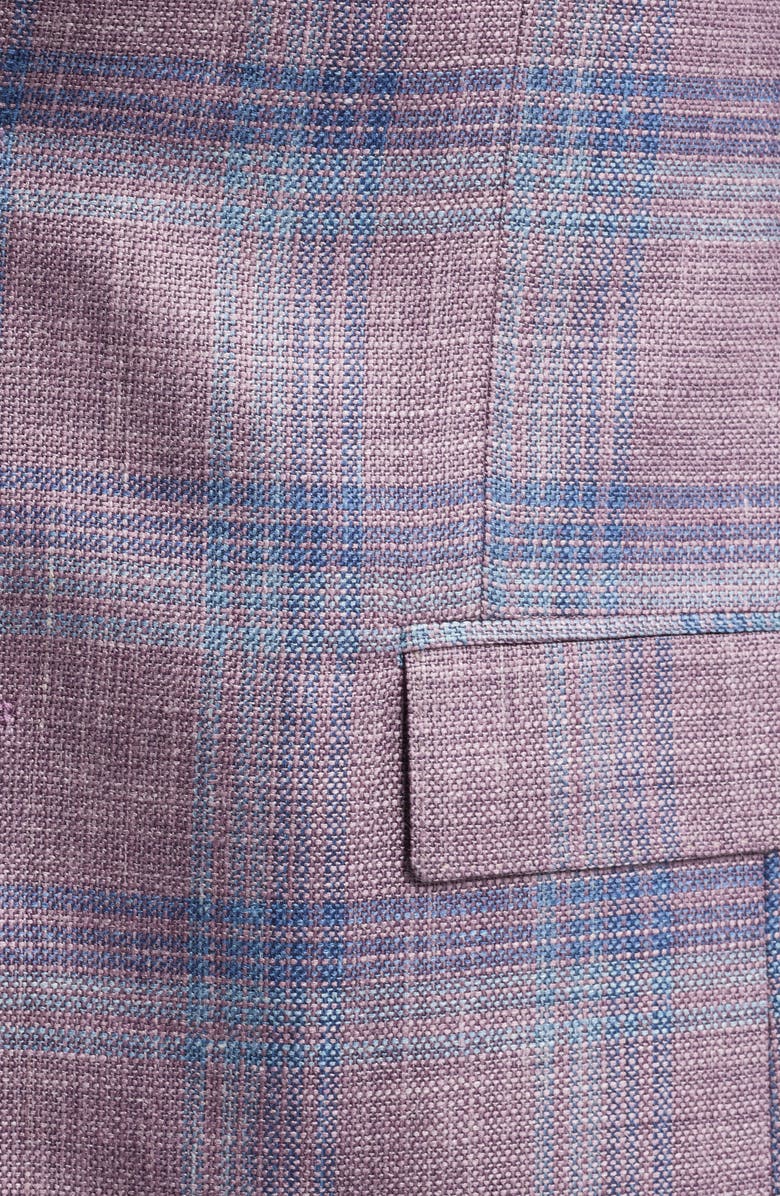 Jack Victor Midland Deco Plaid Wool & Silk Blend Sport Coat, Alternate, color, Berry