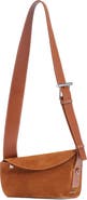 McQueen T-Bar Sling Asymmetric Suede Crossbody Bag