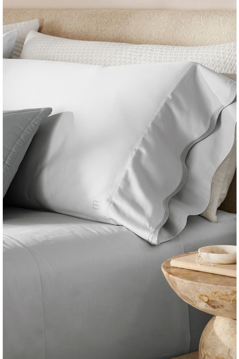 Signature Curved Edge Organic Cotton Sheet Set, Alternate, color, SKY/ SHORE