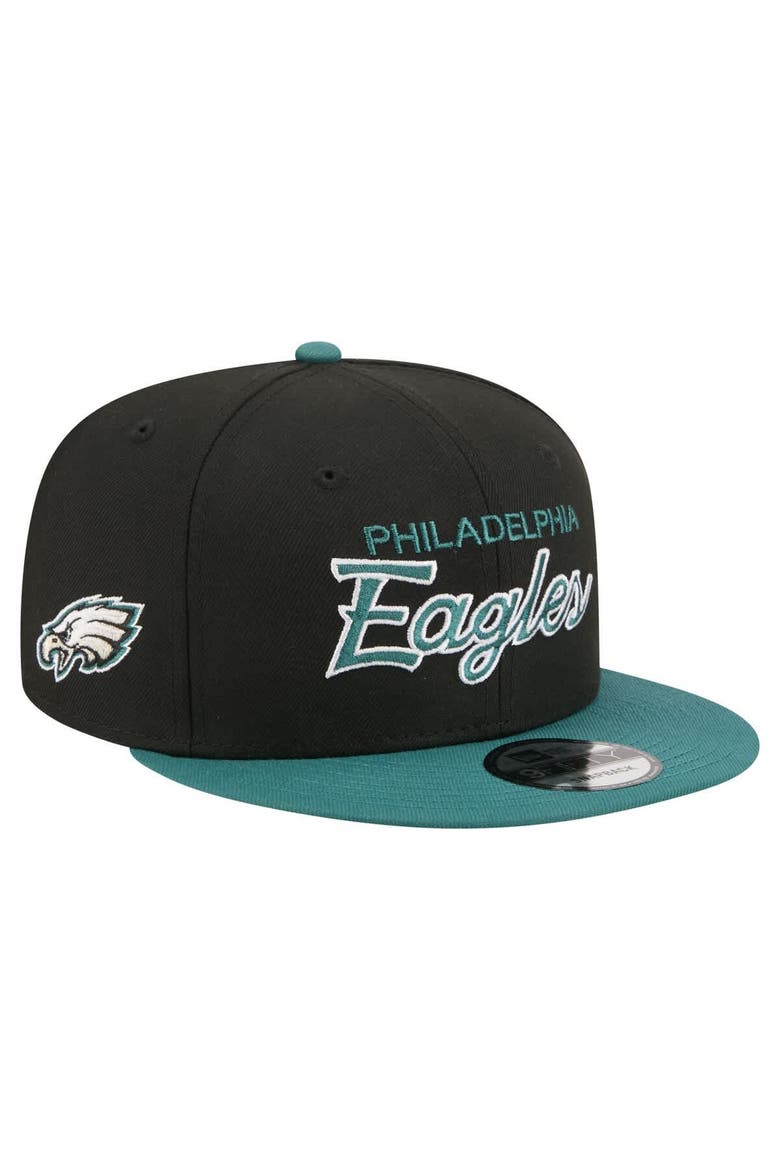 Men's New Era  Black Philadelphia Eagles Core Team Script 9FIFTY Snapback Hat, Alternate, color, Black