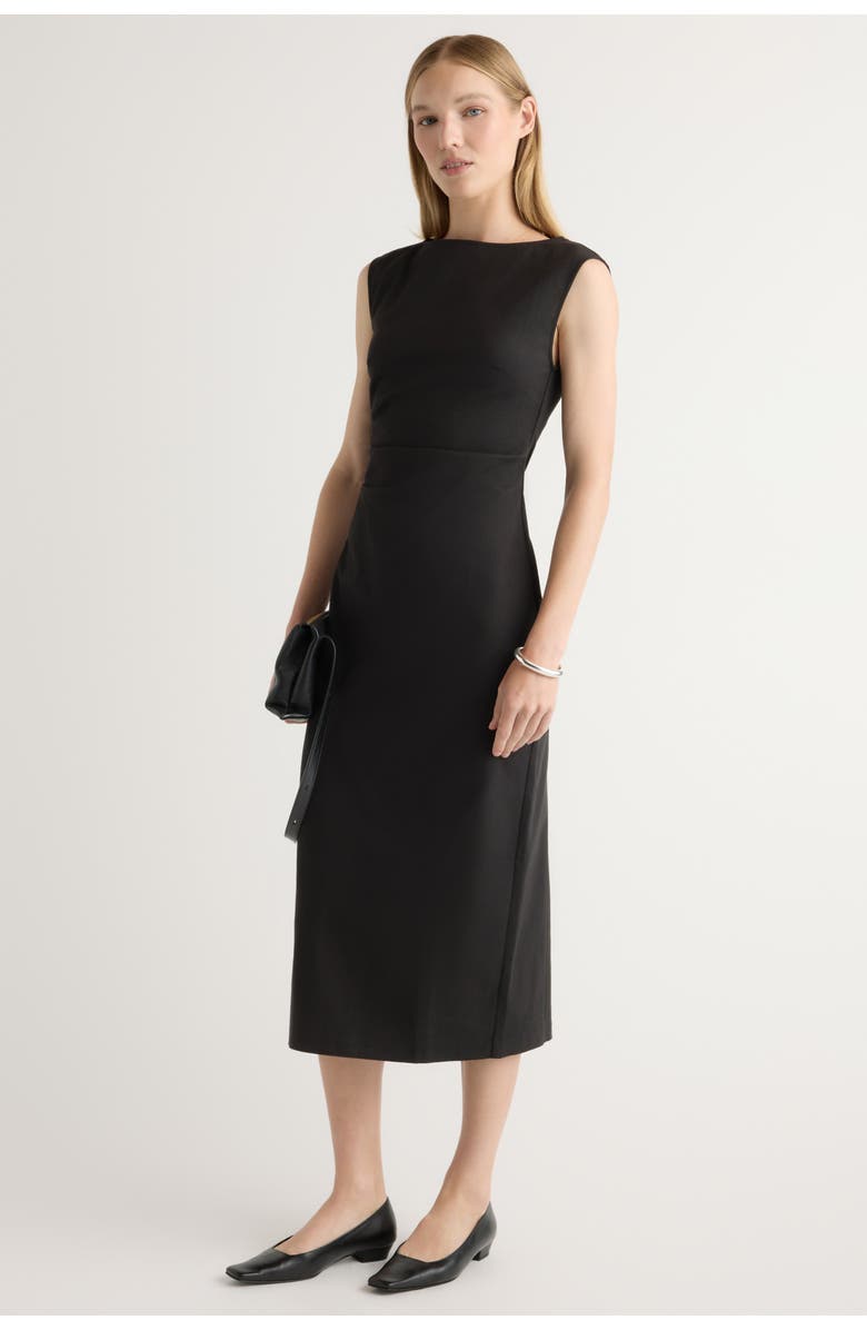 Modern Citizen Inari Cotton Twill Boat-Neck Dress, Main, color, Black