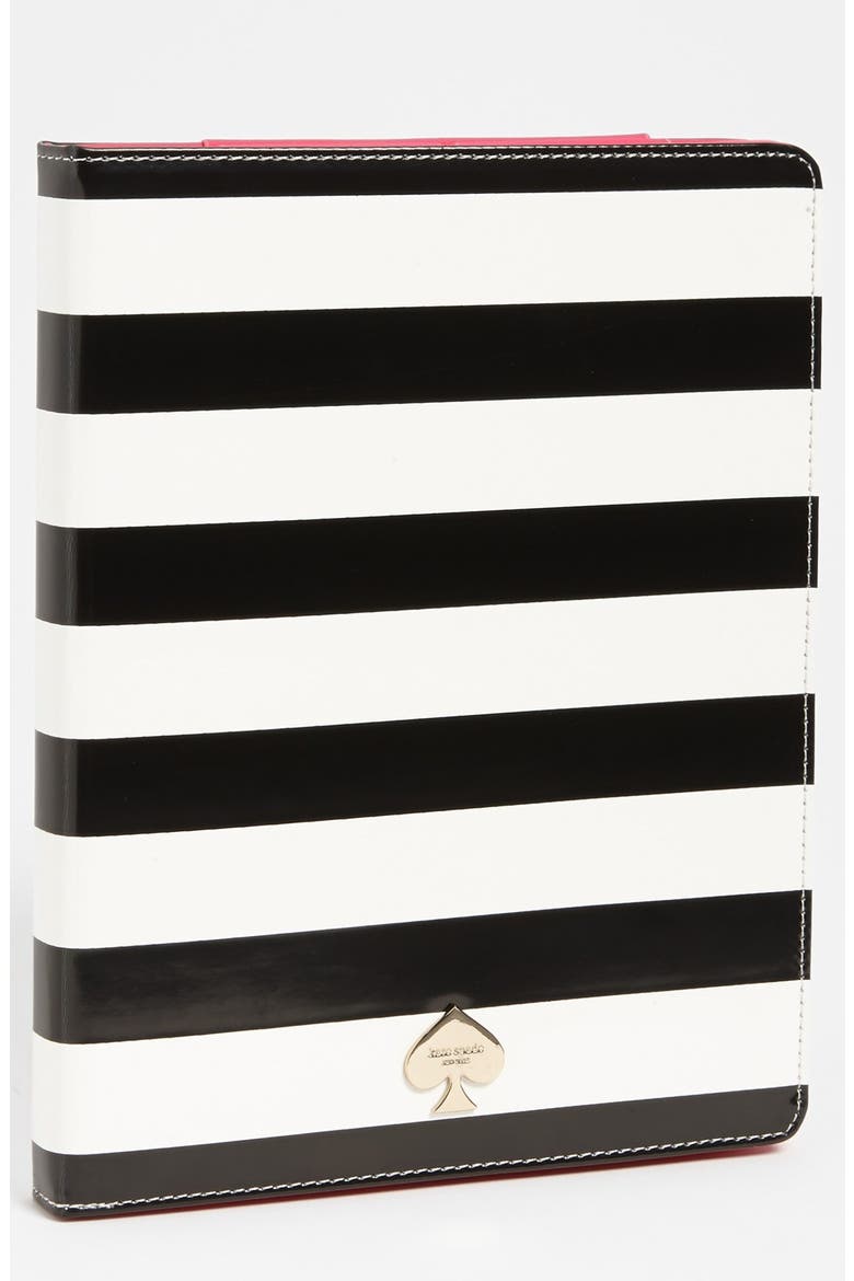 'petula stripe' iPad 2 & 3 folio, Main, color, BLACK/ CREAM