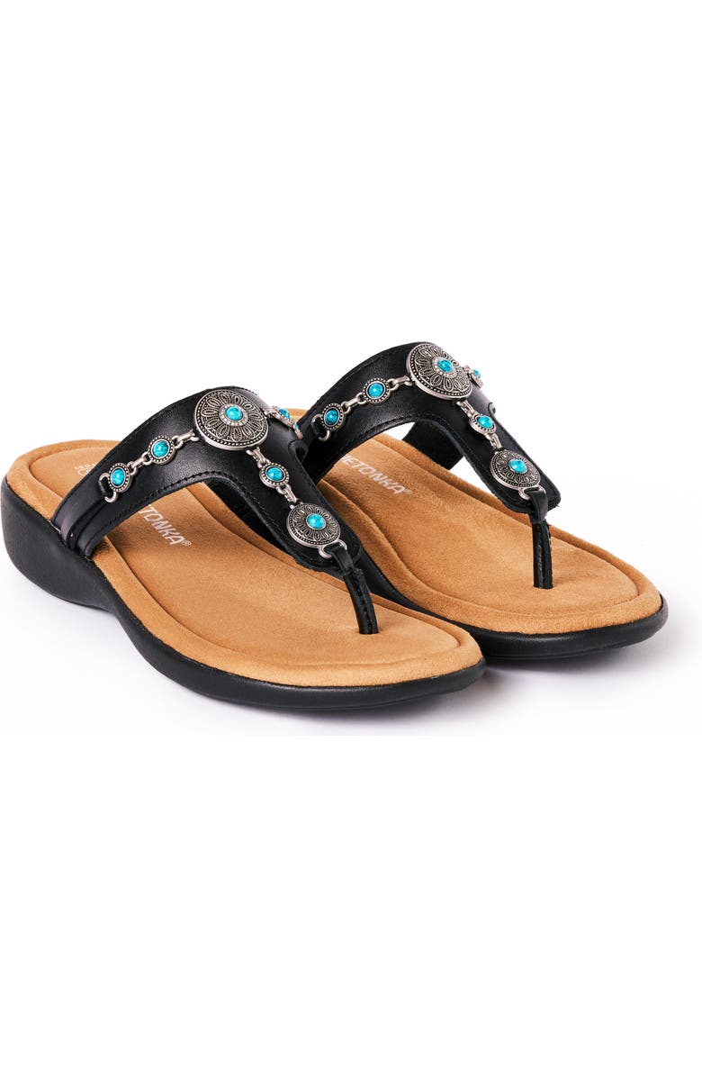 Minnetonka Brecca Flip Flop, Alternate, color, Black Turquioise