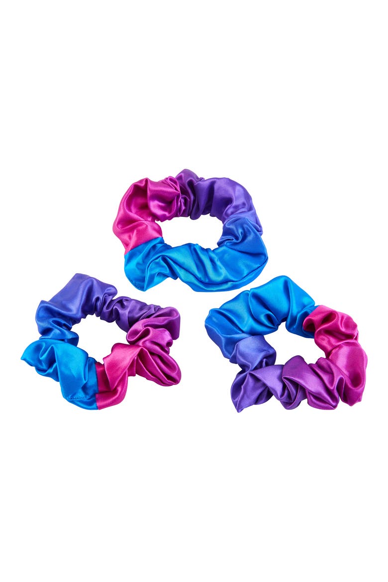 3-Pack Silk Scrunchies, Main, color, PURPLE OMBRE
