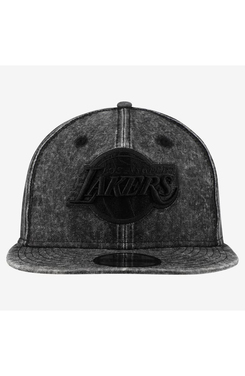 New Era Men's New Era Black Los Angeles Lakers Washed Tonal 9FIFTY Snapback Hat, Alternate, color, Black