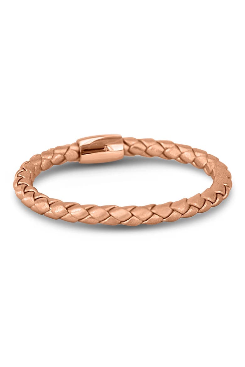 Nappa Braided Leather Bracelet, Main, color, ROSE GOLD