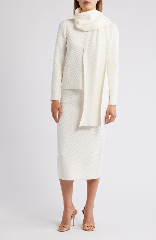 Anne Klein Diamond Stitch Sweater Skirt In White