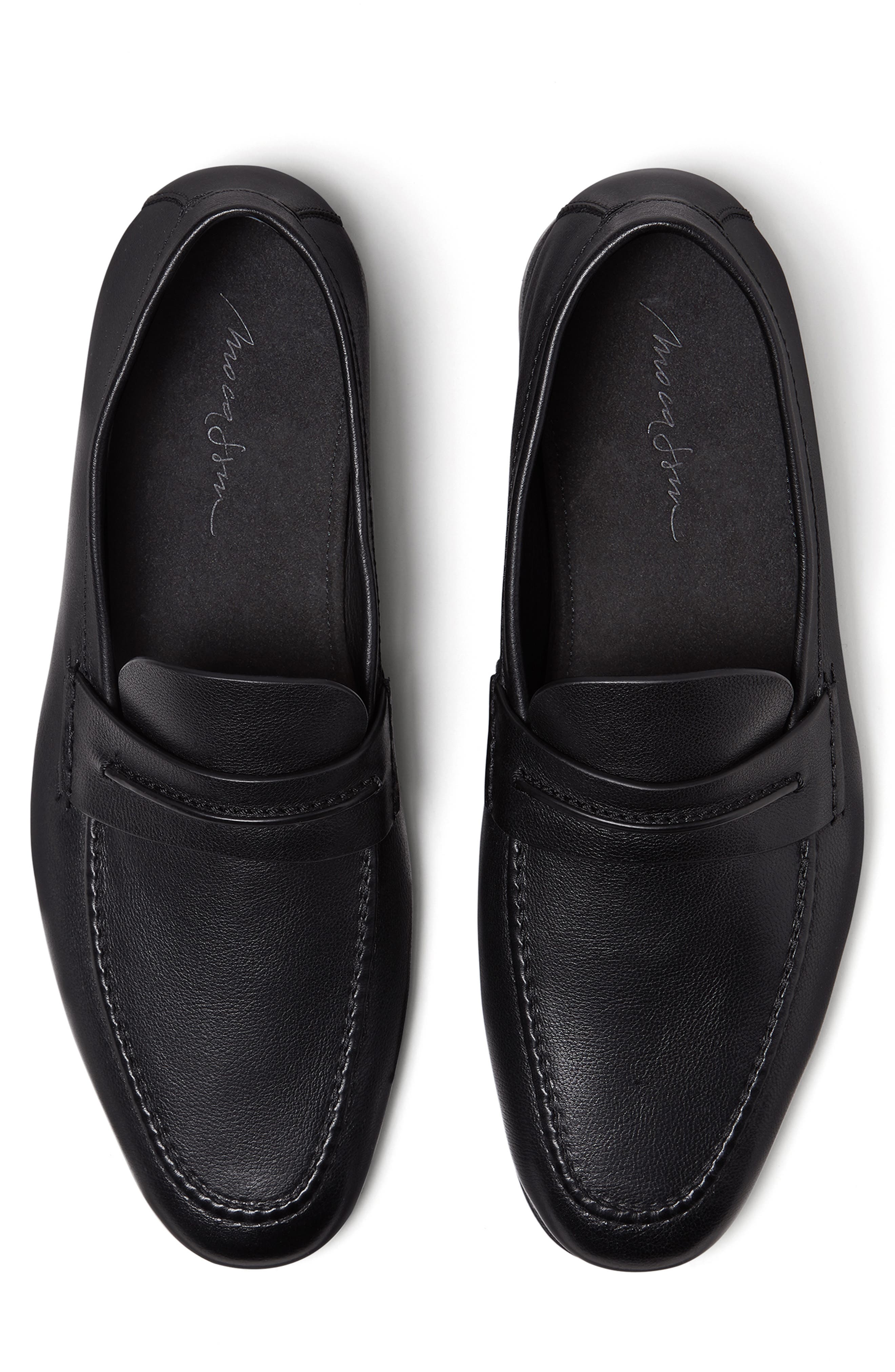 ZEGNA Black Natural Grain Leather Driving Loafer, Alternate, color, Black