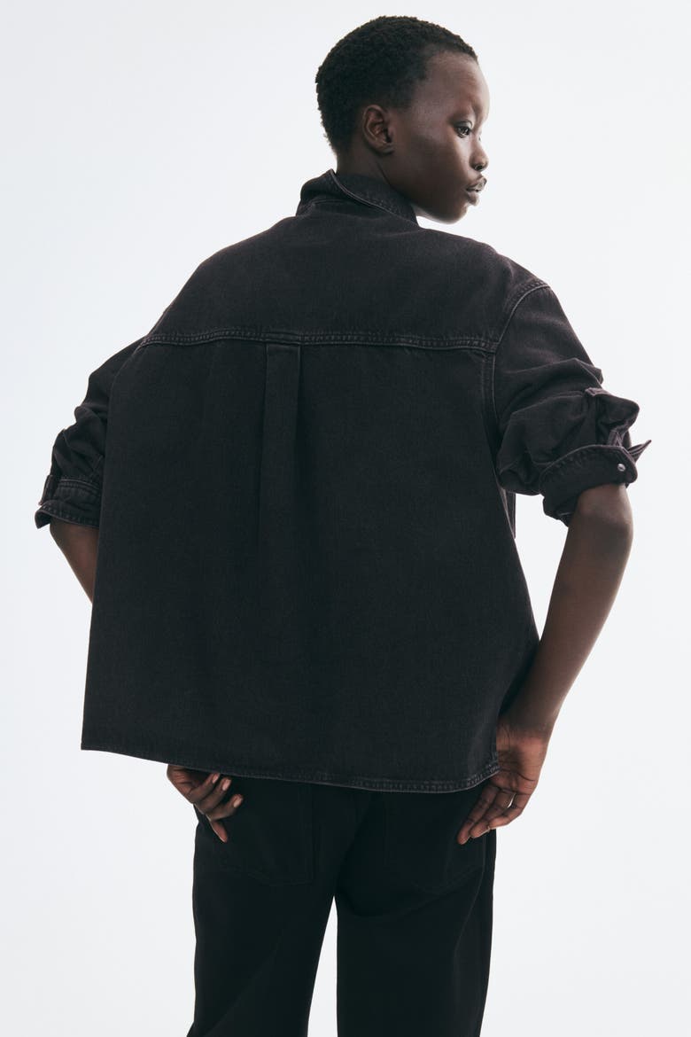 Cotton Denim Overshirt, Alternate, color, Denim black
