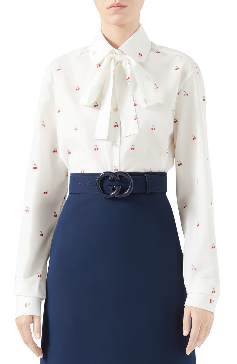 Gucci GG Cherry Cotton Fil Coupé Top, Main, color, 