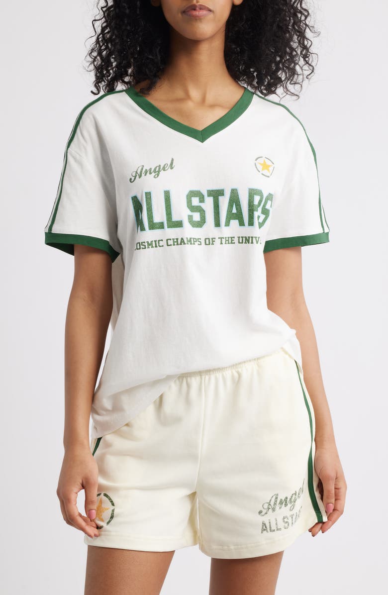 THE MAYFAIR GROUP Angel All-Stars Cotton Graphic Baseball T-Shirt, Main, color, Cream