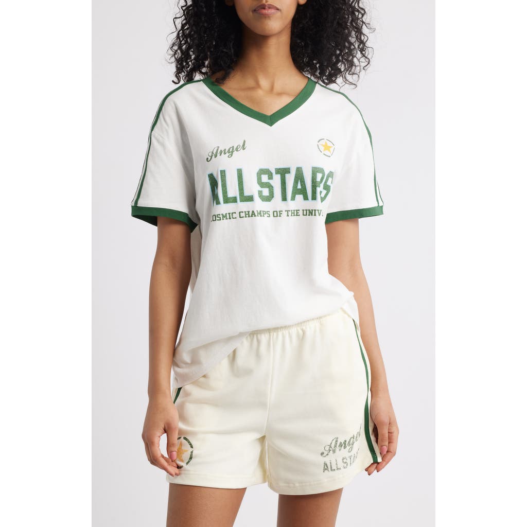 THE MAYFAIR GROUP Angel All-Stars Cotton Graphic Baseball T-Shirt in Cream  product