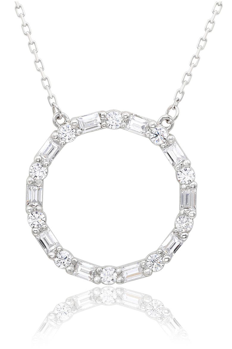 Sterling Silver Cubic Zirconia Open Pendant Necklace, Main, color, WHITE/ GOLD