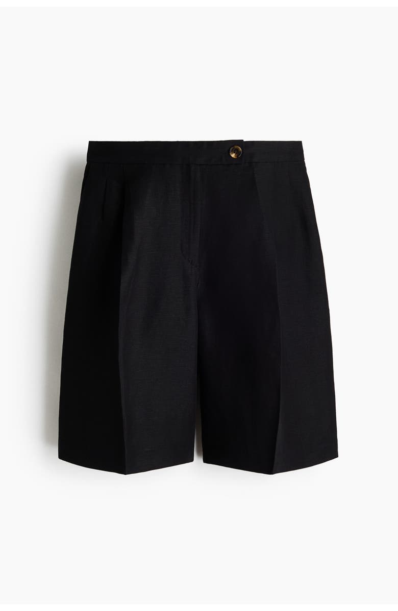 H&M Linen-blend Bermuda Shorts, Main, color, Black
