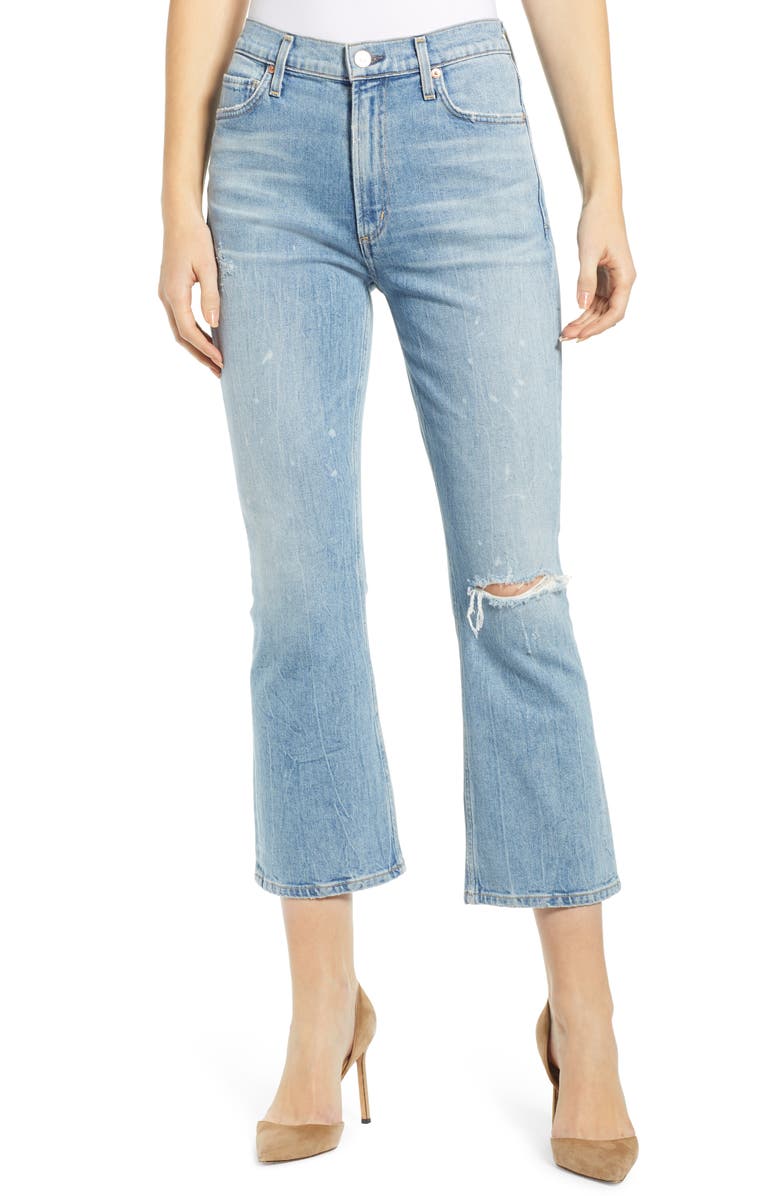 Citizens of Humanity Demy Ripped High Waist Crop Flare Jeans, Main, color, 